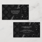 Carte De Visite Texture et Parties scintillant en cuir noir (Devant / Derrière)