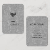 Carte De Visite Texture Gris avec verre à vin (Devant / Derrière)