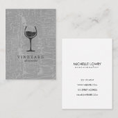 Carte De Visite Texture Gris avec verre à vin (Devant / Derrière)