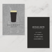 Carte De Visite Texture Gris avec verre de bière (Devant / Derrière)