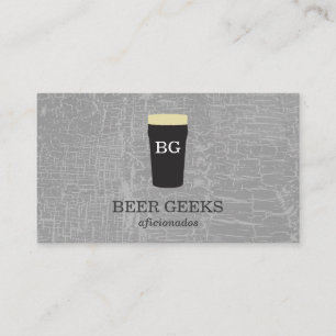 Carte De Visite Texture Gris avec verre de bière avec monogramme