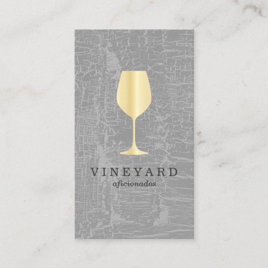 Carte De Visite Texture Gris avec verre de vin or (Devant)
