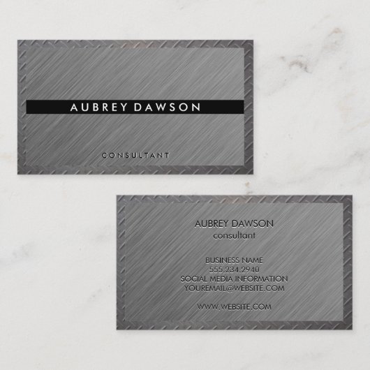 Carte De Visite Texture grise | Bordure d'acier (Devant / Derrière)