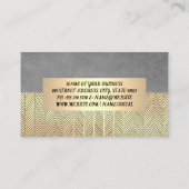 Carte De Visite Texture grise et lignes tracées main or (Dos)