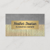 Carte De Visite Texture grise et lignes tracées main or (Devant)
