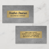 Carte De Visite Texture grise et Lux d'or métallique (Devant / Derrière)