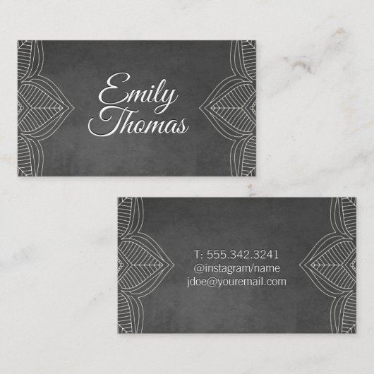 Carte De Visite Texture grise | Mandala Elements (Devant / Derrière)