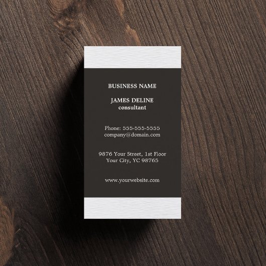 Carte De Visite Texture grise simple et élégante Consultant blanc