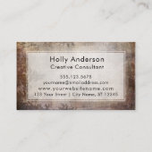 Carte De Visite Texture Grunge Rustique Marrons Chauds avec Feuill (Dos)