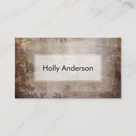 Carte De Visite Texture Grunge Rustique Marrons Chauds avec Feuill (Devant)