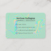 Carte De Visite Texture holographique verte de Faux liquide (Dos)