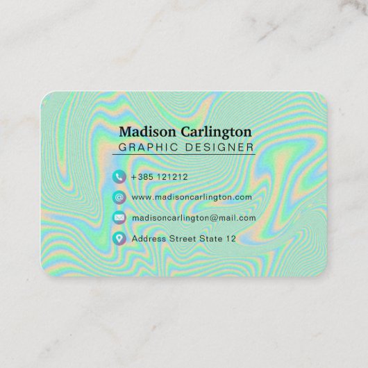 Carte De Visite Texture holographique verte de Faux liquide (Dos)