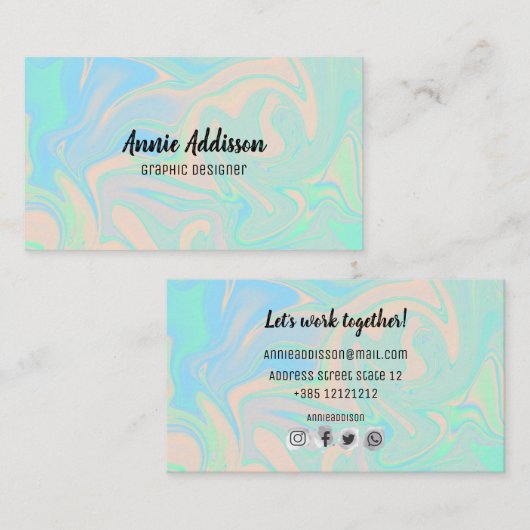 Carte De Visite Texture iridescente olographe de faux liquide (Devant / Derrière)