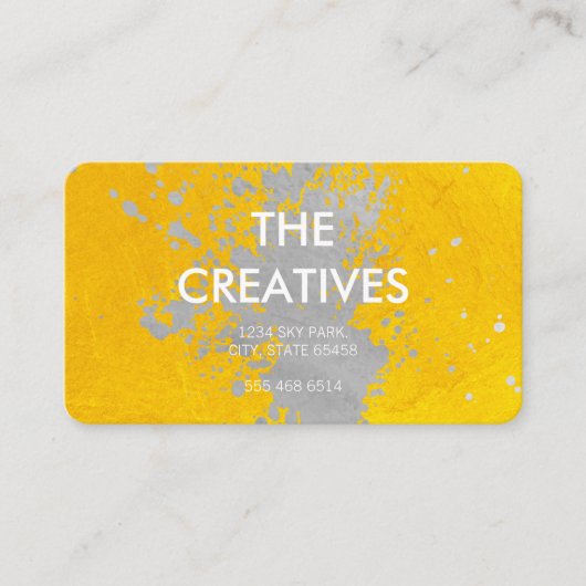 Carte De Visite Texture Jaune | Brosse Artistique Expressive (Devant)