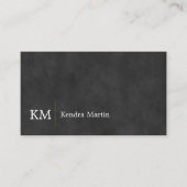 Carte De Visite Texture lisse noire | Initiales (Devant)