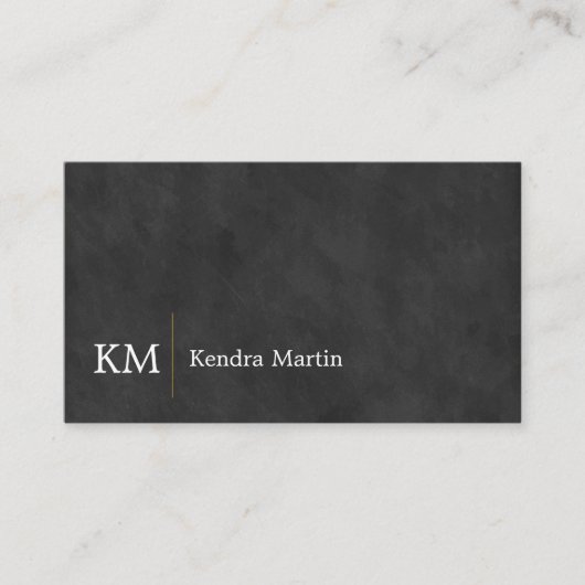 Carte De Visite Texture lisse noire | Initiales (Devant)