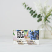 Carte De Visite Texture Marbre blanc | Raisins de vin | Code QR (Debout devant)