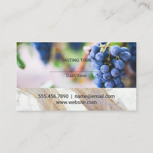 Carte De Visite Texture Marbre blanc | Raisins de vin | Code QR (Dos)