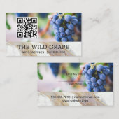 Carte De Visite Texture Marbre blanc | Raisins de vin | Code QR (Devant / Derrière)