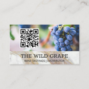 Carte De Visite Texture Marbre blanc   Raisins de vin   Code QR