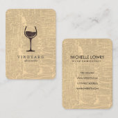 Carte De Visite Texture marbrée chic avec verre à vin (Devant / Derrière)