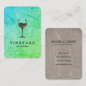 Carte De Visite Texture marbrée chic avec verre à vin (Devant / Derrière)