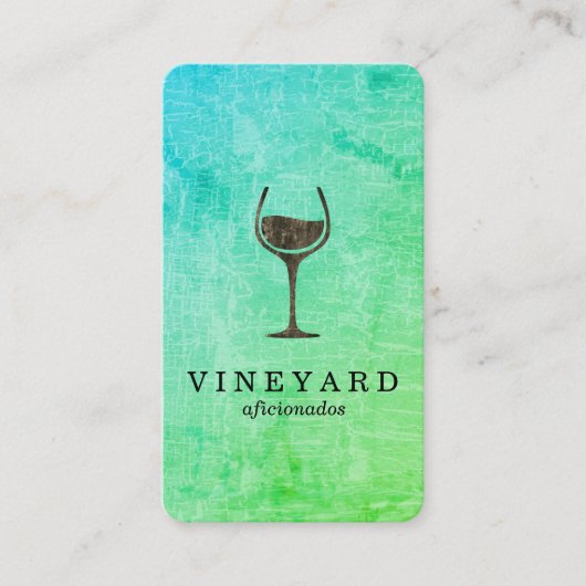 Carte De Visite Texture marbrée chic avec verre à vin (Devant)