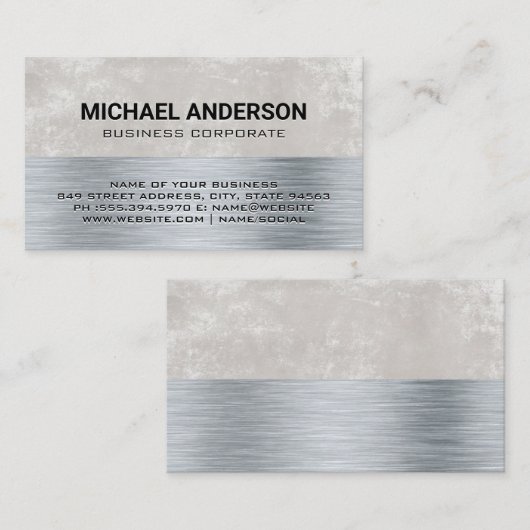 Carte De Visite Texture métallique | Arrière - plan Grungy (Devant / Derrière)