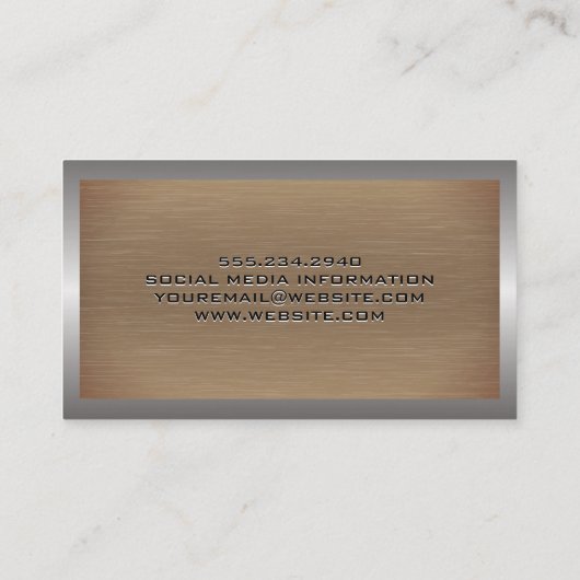 Carte De Visite Texture métallique broyée | Frontière industrielle (Dos)