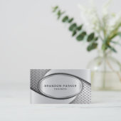 Carte De Visite Texture métallique en aluminium brossé et plaque (Debout devant)