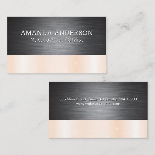 Carte De Visite Texture métallique foncée | Éclairage (Devant / Derrière)