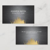 Carte De Visite Texture métallique foncée | Or brossé (Devant / Derrière)