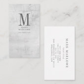 Carte De Visite Texture minimale du marbre monogramme (Devant / Derrière)