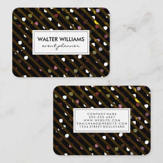 Carte De Visite Texture moderne des bandes et des points (Devant / Derrière)