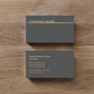Carte De Visite Texture moderne élégante Grey Faux Gold Consultant