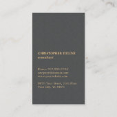 Carte De Visite Texture moderne élégante Grey Faux Gold Consultant (Dos)