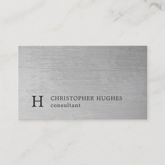 Carte De Visite Texture moderne élégante Gris Monogramme Consultan (Devant)