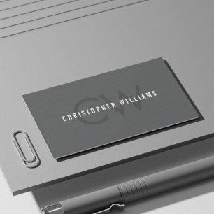 Carte De Visite Texture moderne élégante Gris Monogramme Consultan