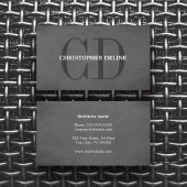 Carte De Visite Texture moderne élégante Gris Monogramme Consultan