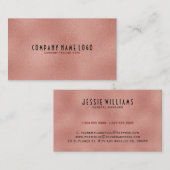 Carte De Visite Texture moderne en verre dépoli Rose-or (Devant / Derrière)