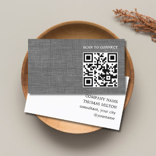 Carte De Visite Texture Moderne Gris Noir Code QR Gras