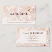 Carte De Visite Texture Monogramme Sanguine Rosé (Devant / Derrière)