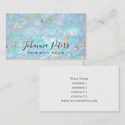 Carte De Visite texture nacre fausse iridescente (Devant / Derrière)