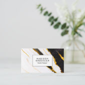 Carte De Visite Texture noire et Marbre blanc (Debout devant)