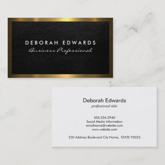 Carte De Visite Texture noire | Métallure Or (Devant / Derrière)