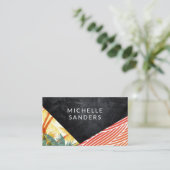 Carte De Visite Texture noire | Palm géométrique Boho (Debout devant)