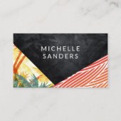 Carte De Visite Texture noire | Palm géométrique Boho (Devant)