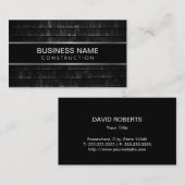 Carte De Visite Texture noire professionnelle de construction (Devant / Derrière)
