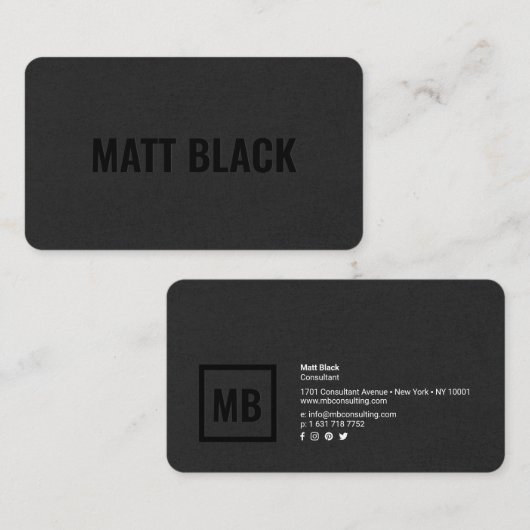Carte De Visite Texture noire professionnelle moderne simple et él (Devant / Derrière)
