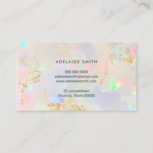 Carte De Visite texture opale détails or (Dos)